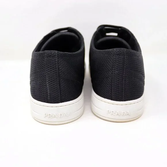 Prada 41 Black Sneaker Mesh Knit Fabric 3E6187 - Picture 8 of 12